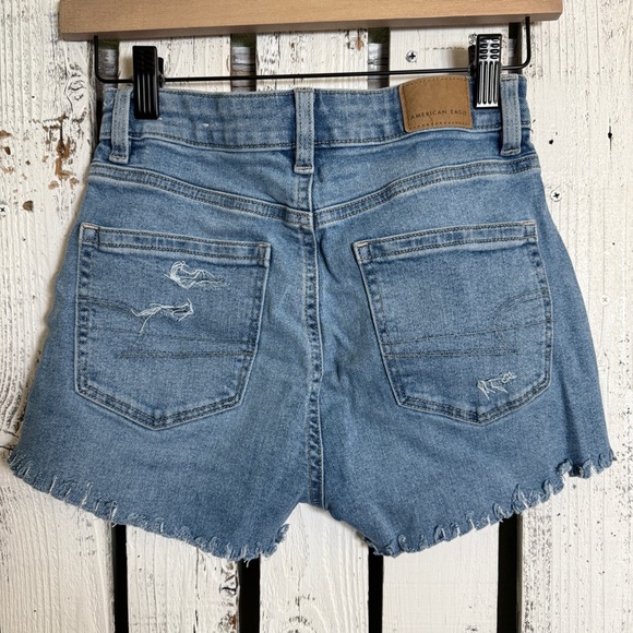 American Eagle High Waist Cut Off Distressed Jean Shorts Raw Hem Size 0 Grunge - Picture 8 of 11